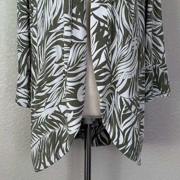 Chico’s Leaf Print Open Front Cardigan, Sz Large - Picture 5 of 14